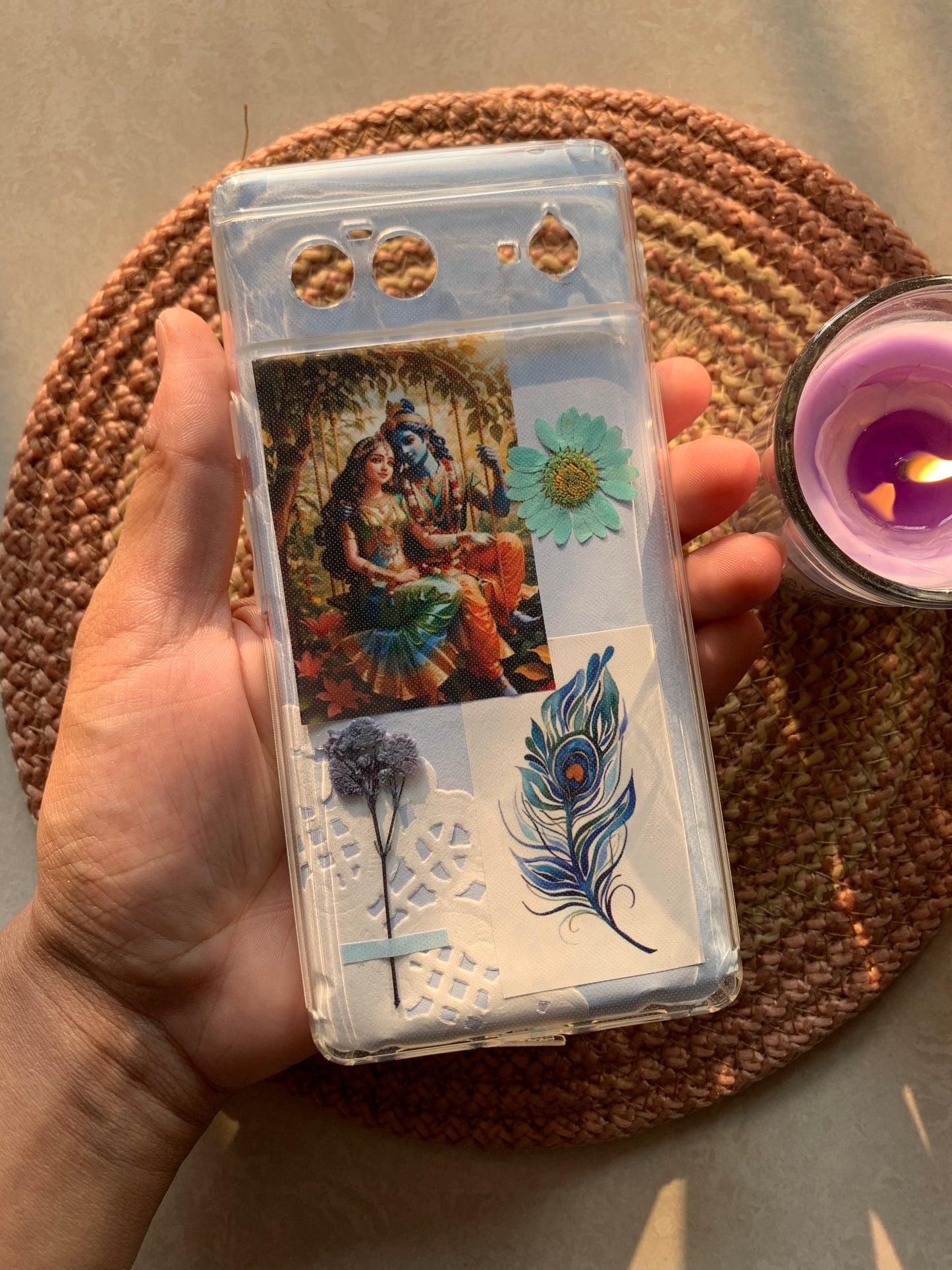 Radha Krishna Themed Floral Phone Case