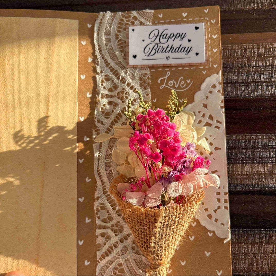 Personalized Birthday Card With Dried Flowers