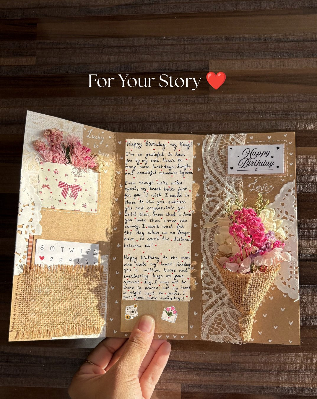Personalized Birthday Card With Dried Flowers