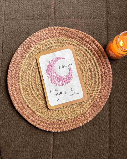 Handmade Thread Moon Love Card